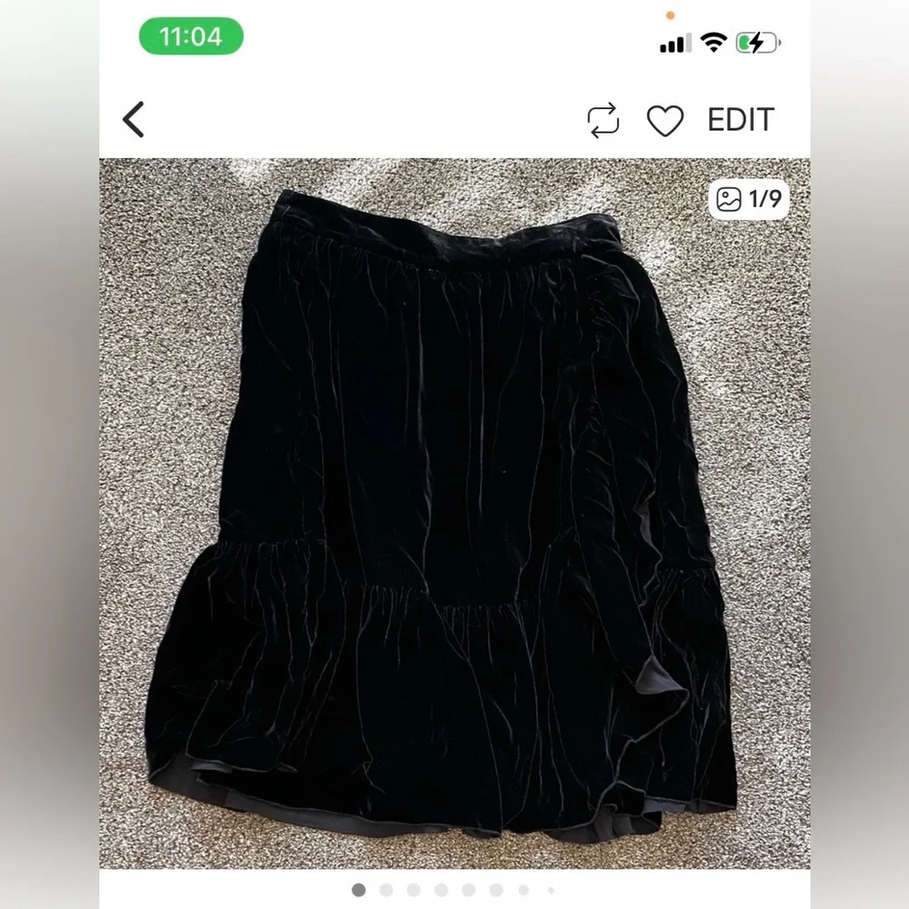 Kate Spade Black Asymmetrical Velvet Skirt